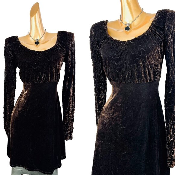 Vintage Dresses & Skirts - Vintage 90s goth cocktail formal velvet mini dress